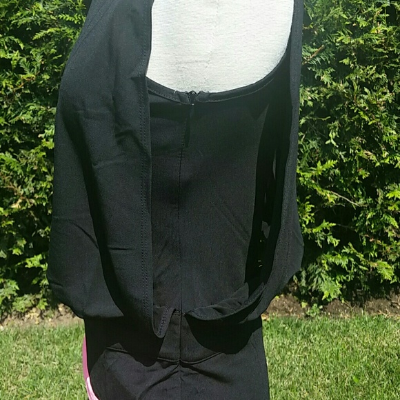 Elisa B. NWT Black Neon Blouson Dress - Picture 4 of 6